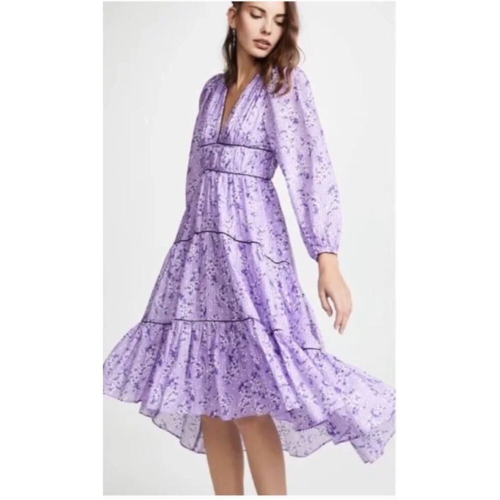 Ulla Johnson Joan Silk Lilac Cotton Floral Midi Dress Size 2 NWOT - Picture 5 of 13